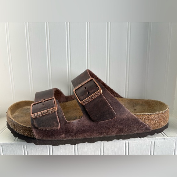Birkenstock Arizona Habana oiled-leather soft footbed Men’s 7-7.5/Women’s 9-9.5 - Picture 2 of 4